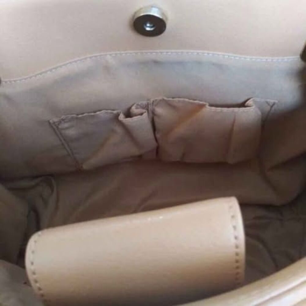 Longaberger Woven Leather Tote Bag Caramel View 5